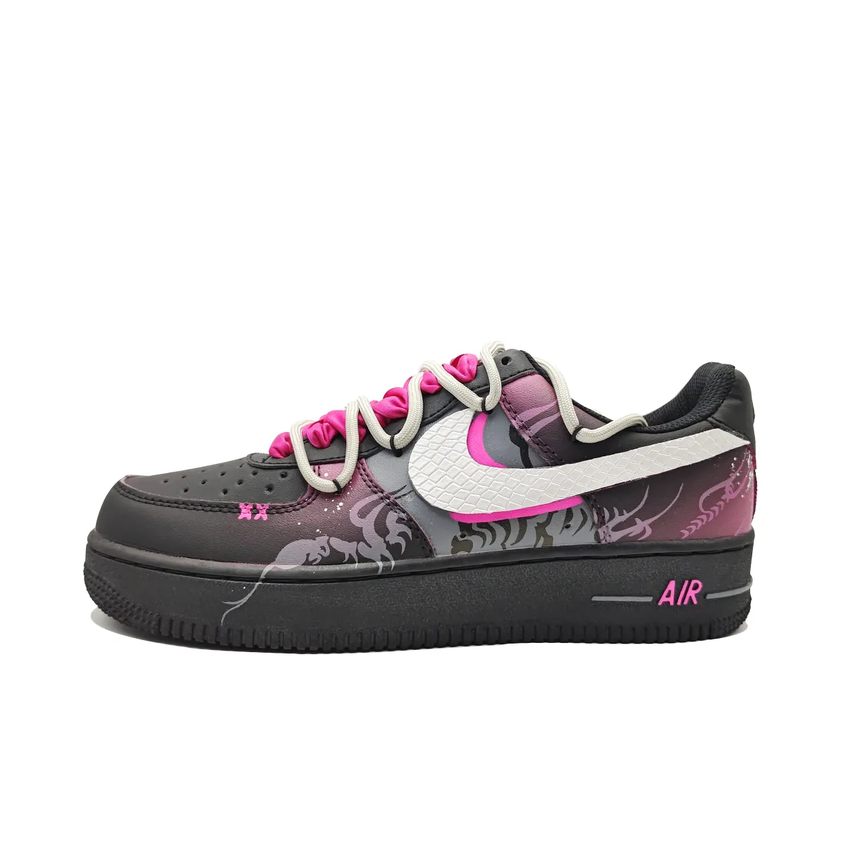 Nike Air Force 1 Thermal Slip Resistant And Abrasion Resistant Low top Skateboard Shoes Unisex Black Pink White