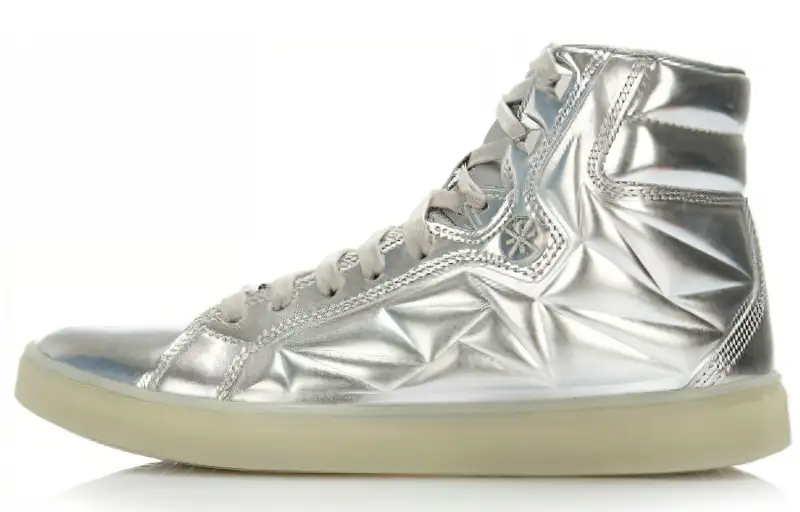 Li Ning Coverage Slip Resistant And Abrasion Resistant High top Skateboard Shoes Men's Silver