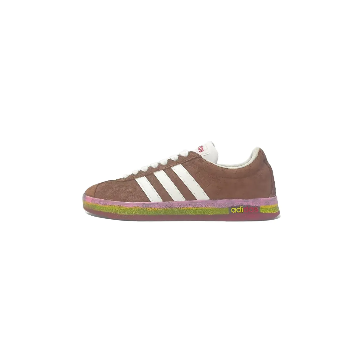 Adidas VL COURT 2.0 Brown Wild Graffiti, Casual Style Lightweight Low top Skateboard Shoes Unisex Brown, White