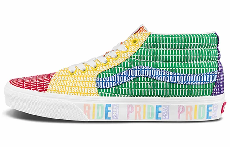Vans SK8 Rainbow Collection Mid top Abrasion Resistant Lightweight Skateboard Shoes Unisex Multicolor