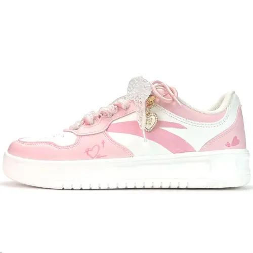 Anta Easy Cushioning Breathable Height Increasing Low top Skateboard Shoes Unisex Pink
