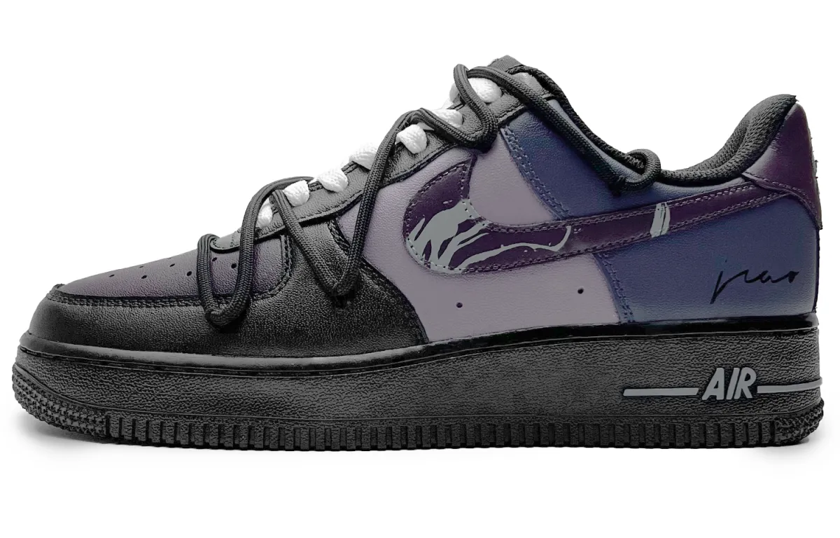Nike Air Force 1 Slip Resistant Abrasion Resistant Low top Skateboard Shoes Unisex Black Purple