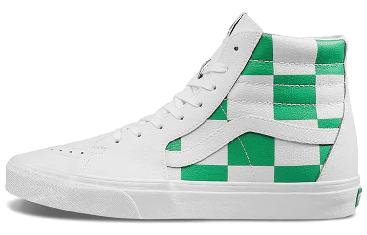 Sk8 Vans-Hi 'Leather Check - True White Fern Green'