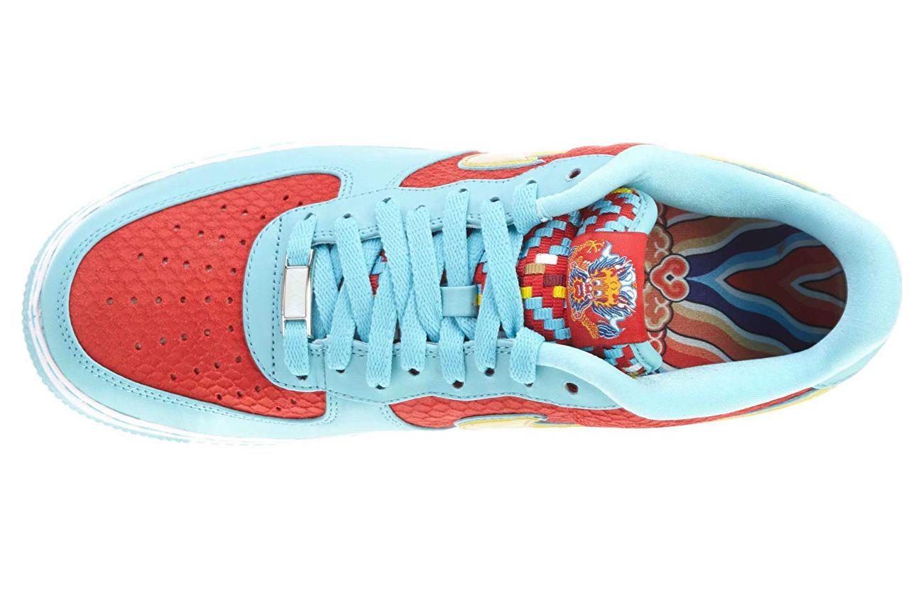 Мужские кроссовки Nike Air Force 1 Year of the Dragon 2 (сине-красно-золотые) — 运动红/金属黄金 — фото 4