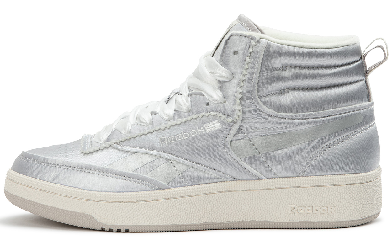 Кеды Reebok Club C 85 W+ Mid (серебряные)