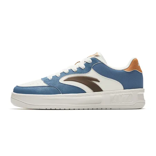 Anta Slip Resistant, Abrasion Resistant, Lightweight, Height Increasing Low top Skateboard Shoes Men's White Blue