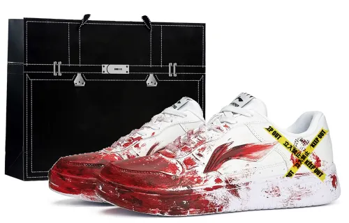 Li Ning Floating Boat Slip Resistant, Abrasion Resistant, Lightweight Low top Skateboard Shoes Unisex Red White Yellow