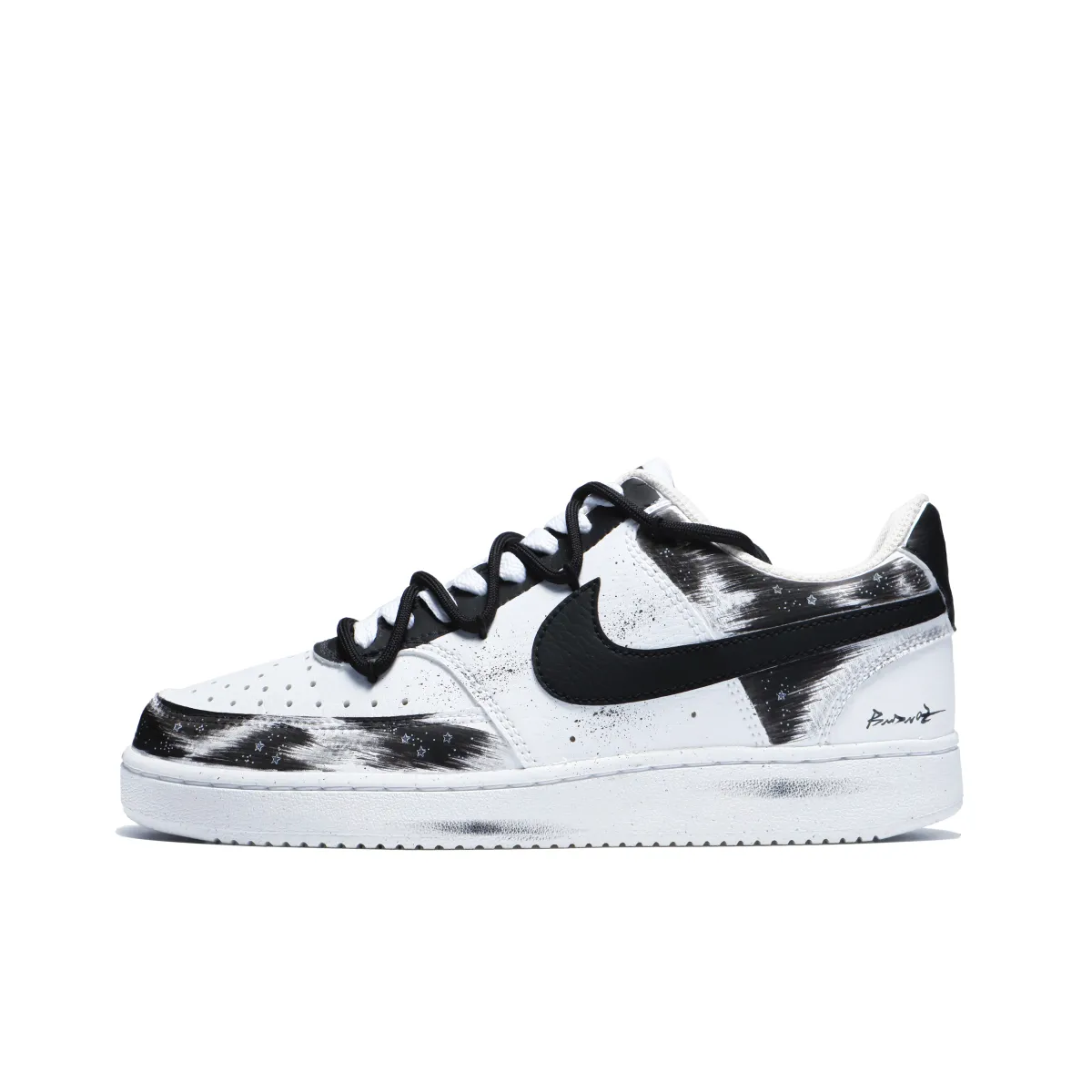 Nike Court Vision 1 Low top Skateboard Shoes Men's Black White