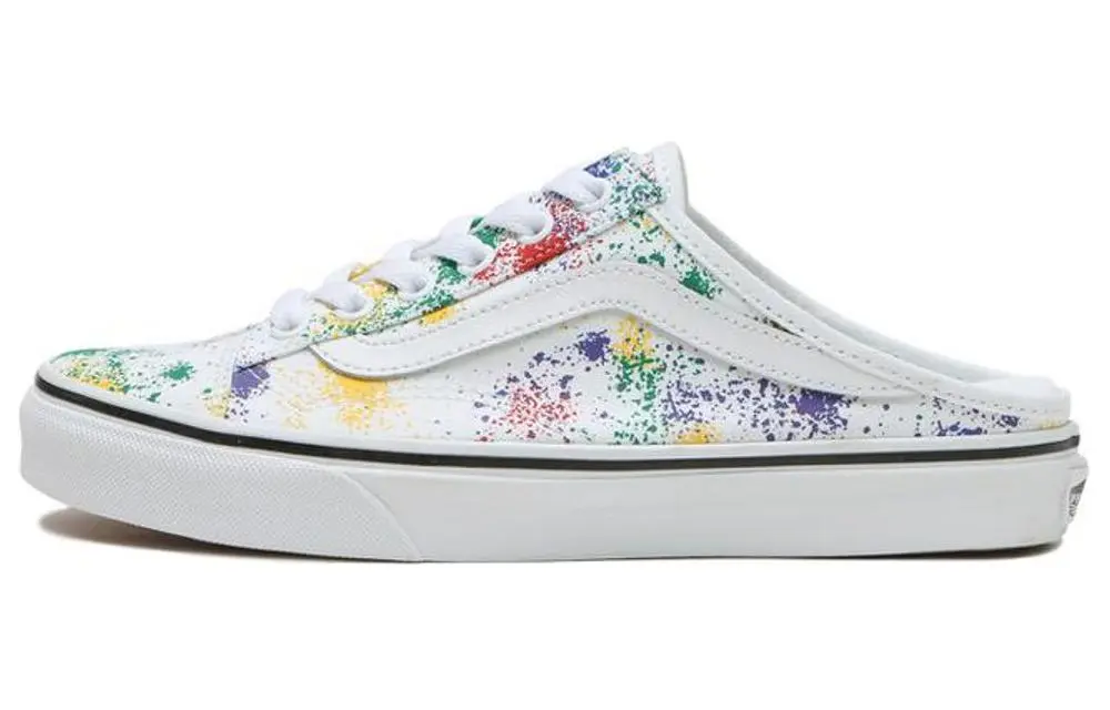 Vans Mule Abrasion Resistant Lightweight Breathable Low top Skateboard Shoes Unisex White Multicolor