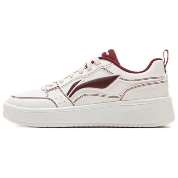 Li Ning Sycee Slip Resistant Cushioning Abrasion Resistant Low top Skateboard Shoes Women's White Red