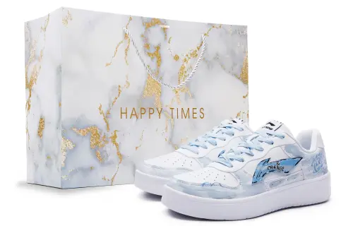 Li Ning Floating Boat Slip Resistant Abrasion Resistant Low top Skateboard Shoes Men's White Blue