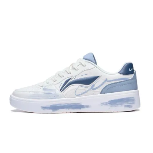 Li Ning Slip Resistant And Abrasion Resistant Coverage Low top Skateboard Shoes Men's White Blue