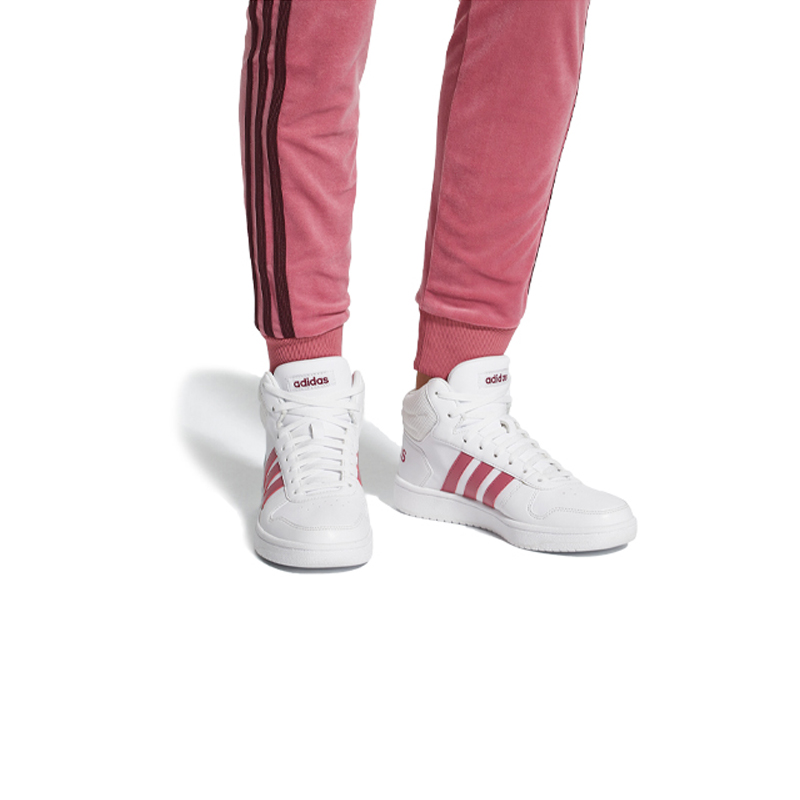 Женские кроссовки adidas neo Hoops 2.0 Mid (белый / фиолетовый / красный) — фото 7