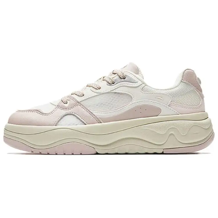 Anta Abrasion Resistant Breathable Abrasion Resistant Breathable Low top Skateboard Shoes Women's White Pink
