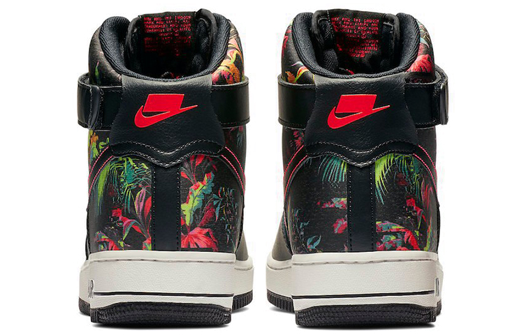 Мужские высокий кеды Nike Air Force 1 Black Floral (черные) — Чёрный — фото 4