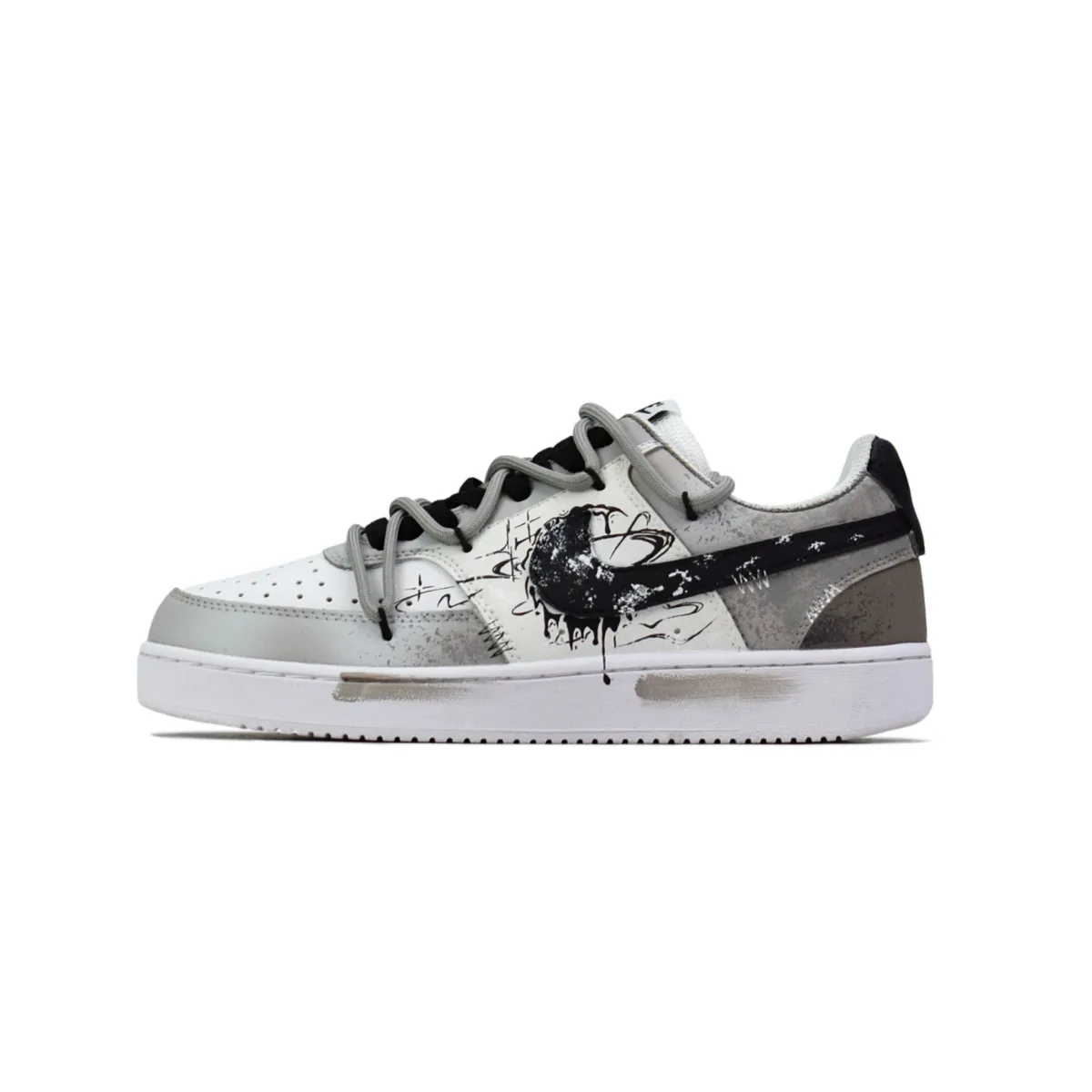 Nike Court Vision 1 Abrasion Resistant Low top Skateboard Shoes Unisex Black White Gray