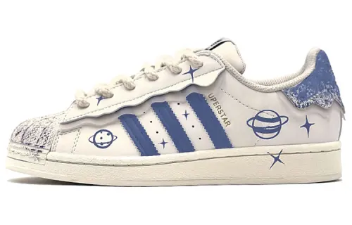 Adidas Originals SUPERSTAR Low top Skateboard Shoes Women's Beige Blue