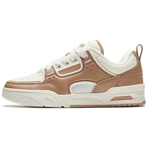 Anta Slip Resistant Lightweight Height Increasing Low top Skateboard Shoes Women's White Brown