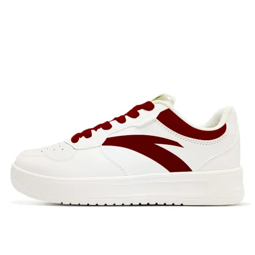 Anta Red Tide Synthetic Leather Slip Resistant Abrasion Resistant Low top Skateboard Shoes Men's Red