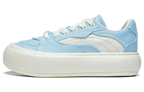 Li Ning Cream Puff Platform Slip Resistant And Breathable Low top Skateboard Shoes Women's Blue