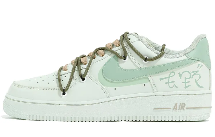 Nike Air Force 1 Low Leather Slip Resistant Abrasion Resistant Low top Skateboard Shoes Men's Green Brown