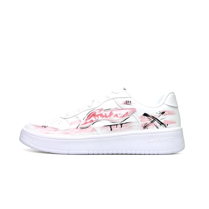 Li Ning Floating Boat Lightweight, Breathable, And Slip Resistant Low top Skateboard Shoes Unisex White Pink