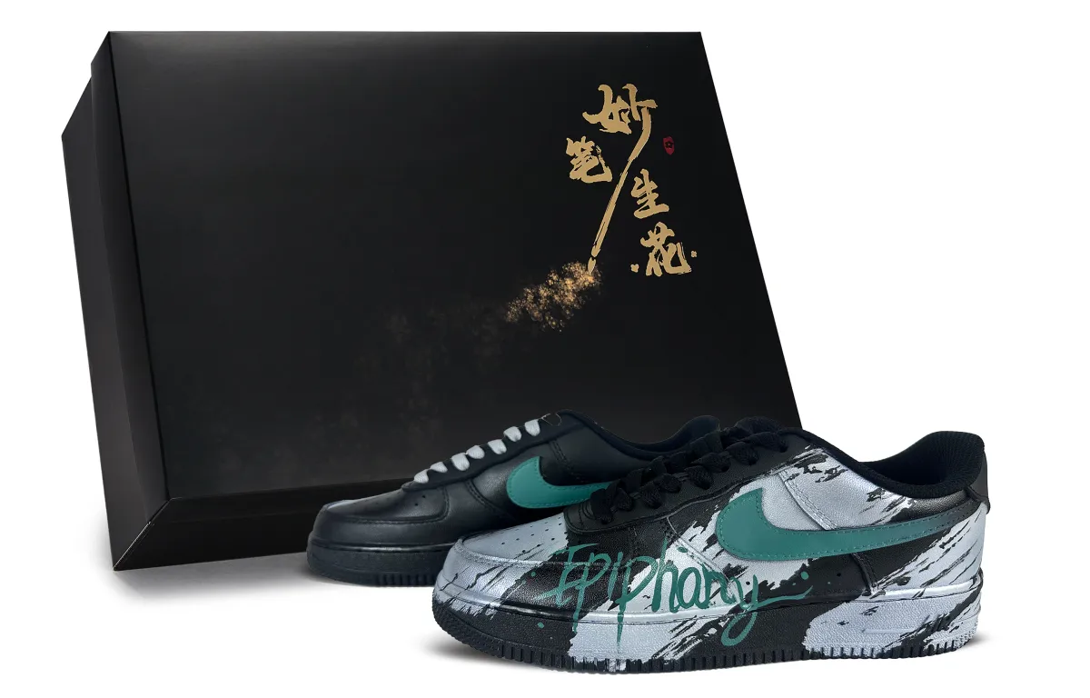 Nike Air Force 1 Skateboard Shoes Unisex Low Top Green, Silver