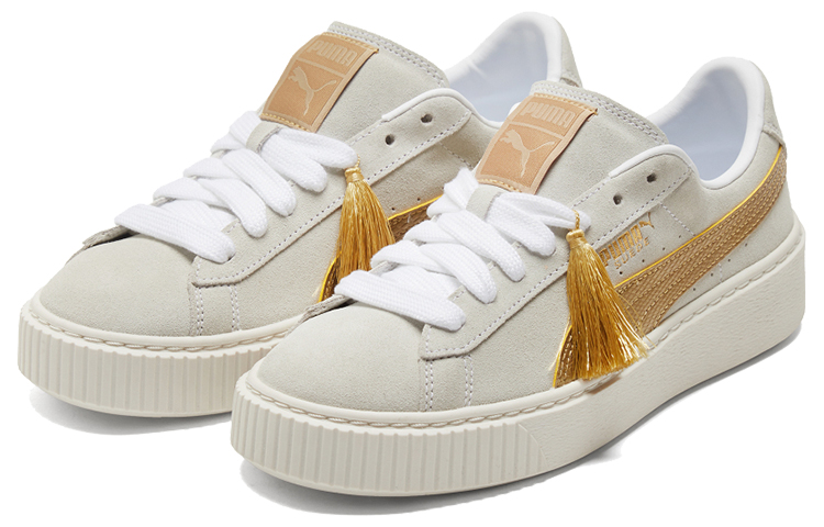Женские кеды PUMA Suede Platform Year Of Ox (бело-золотые) — фото 3