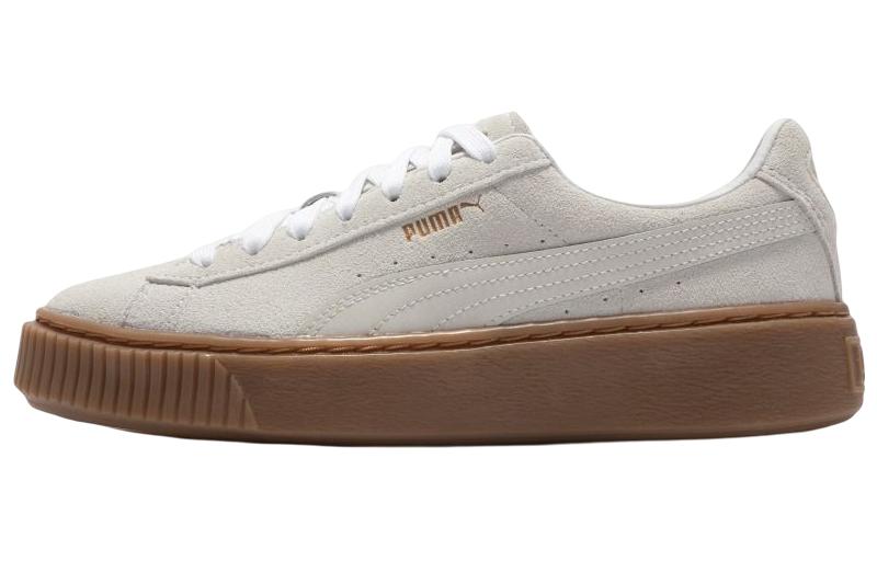 Женские кеды PUMA Suede Platform Platform Core L (бело-серые)