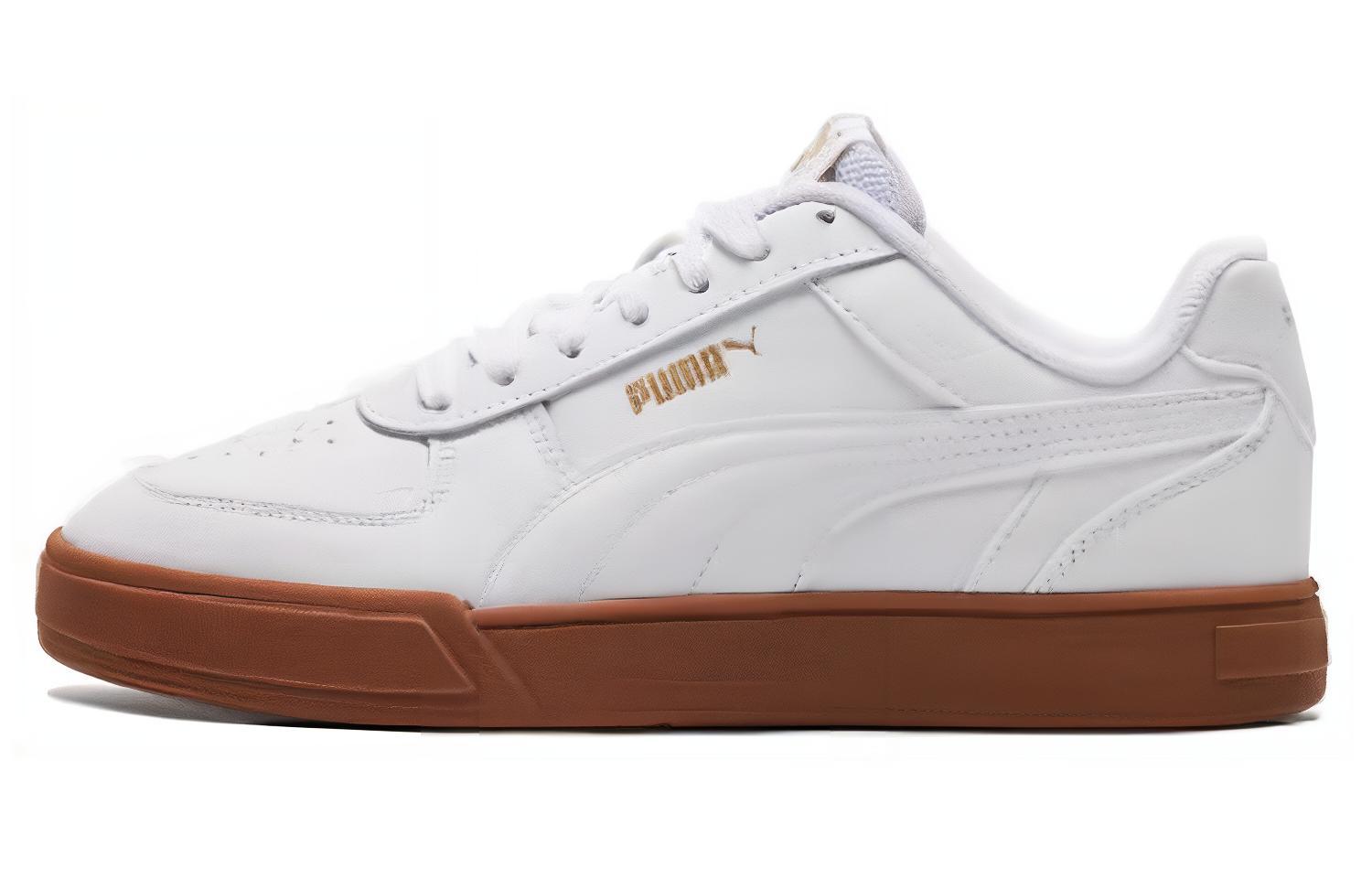 PUMA Caven Abrasion Resistant Low top Skateboard Shoes Unisex White Gold