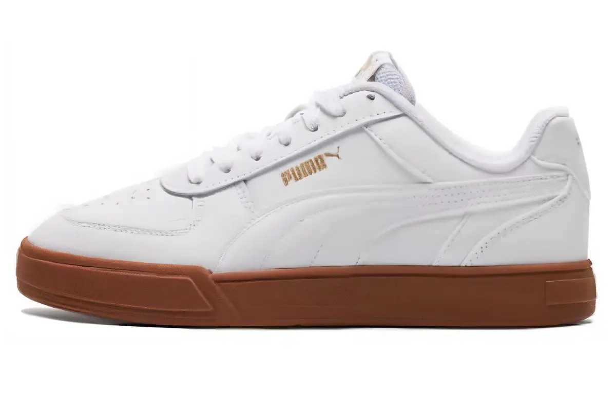PUMA Caven Abrasion Resistant Low top Skateboard Shoes Unisex White Gold