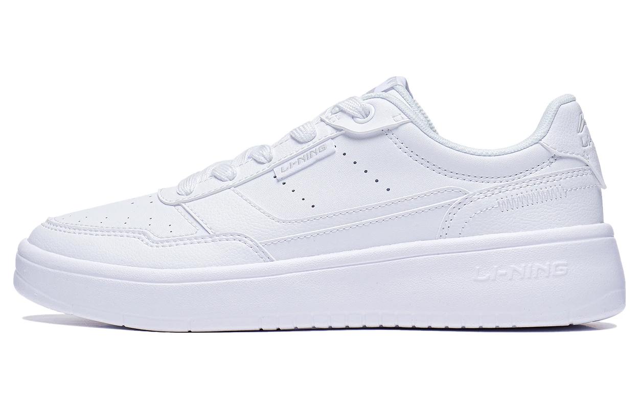 Li Ning Qingyi Synthetic Leather Slip Resistant Abrasion Resistant Low top Skateboard Shoes Women's Standard White