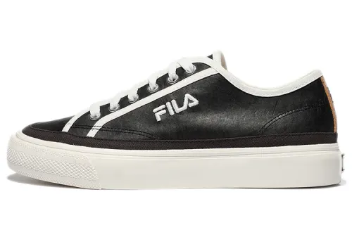 FILA Earth Touch Synthetic Leather Low top Skateboard Shoes Unisex Black White Korean Style
