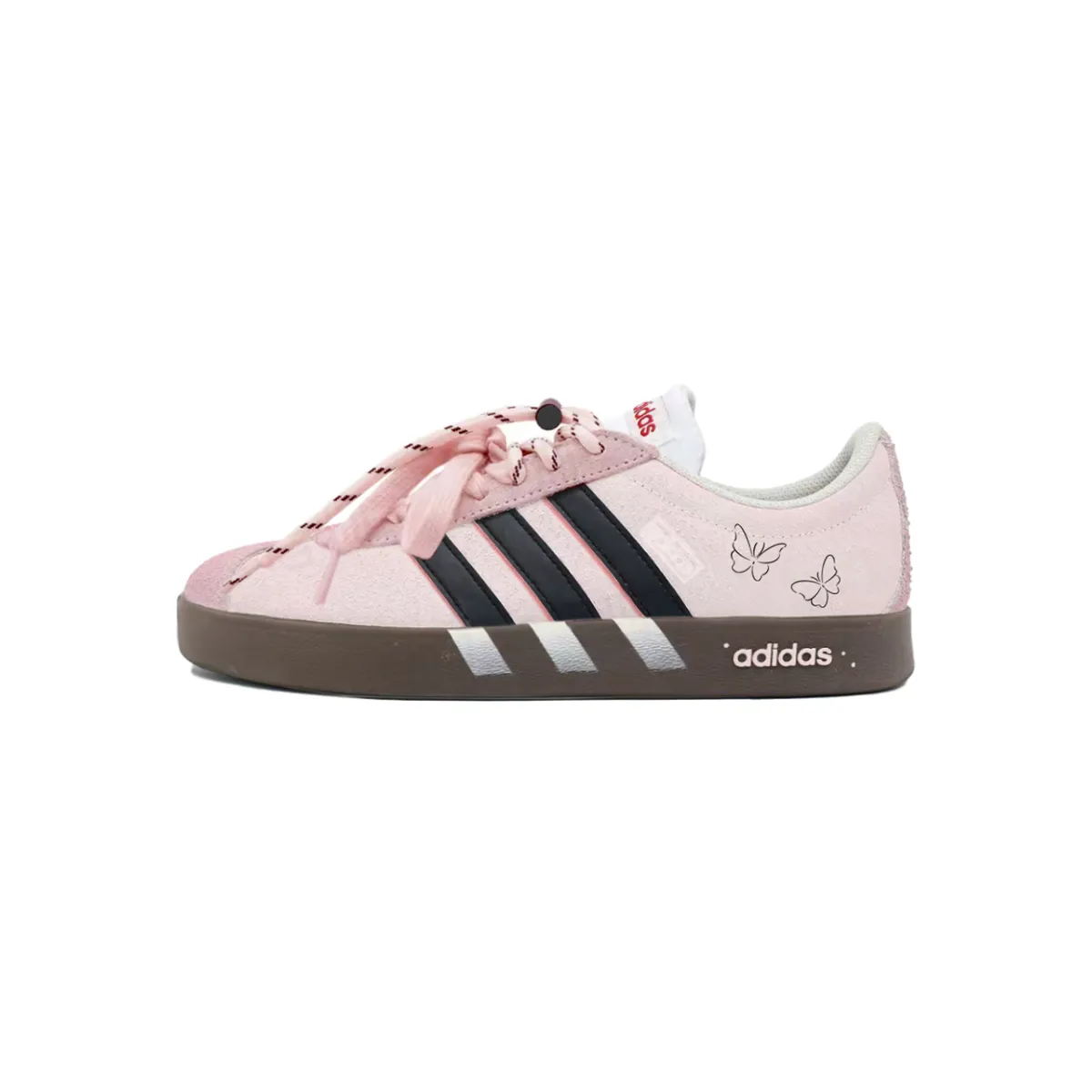 Adidas VL COURT 2.0 Abrasion Resistant Low top Skateboard Shoes Unisex Pink