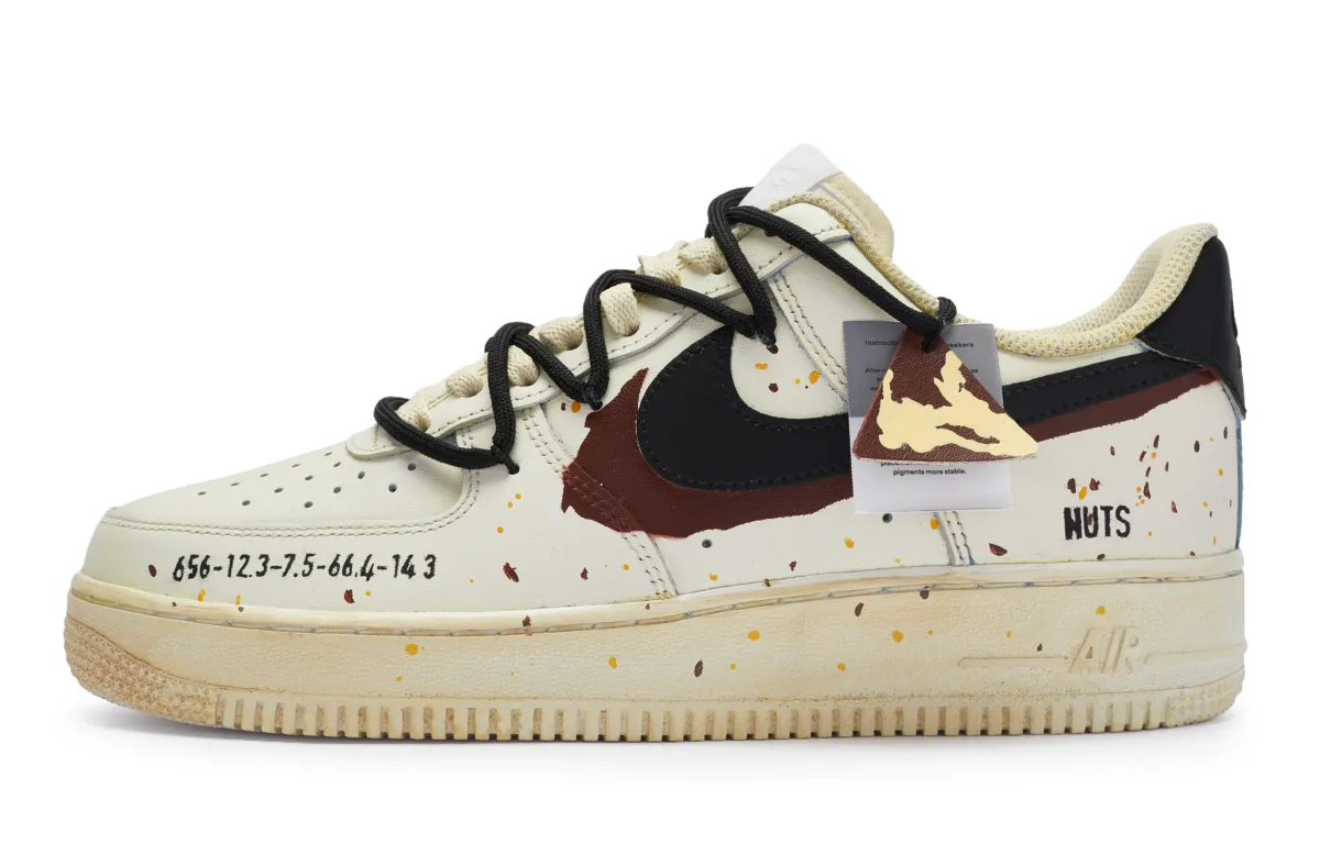 Nike Air Force 1 Slip Resistant Slip Resistant Low top Skateboard Shoes Women's Beige Brown Black