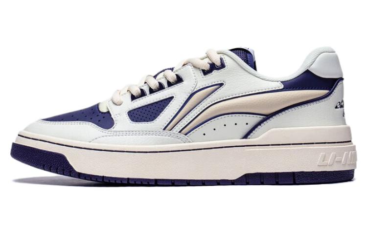 Li Ning Rookie 2 Slip Resistant Abrasion Resistant Low top Skateboard Shoes Men's White Blue