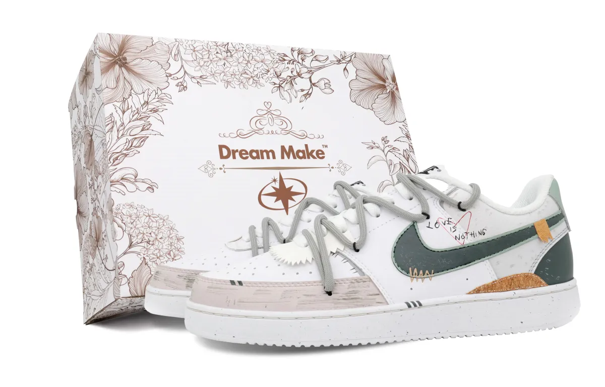 Nike Court Vision 1 Slip Resistant Abrasion Resistant Low top Skateboard Shoes Men's White Gray