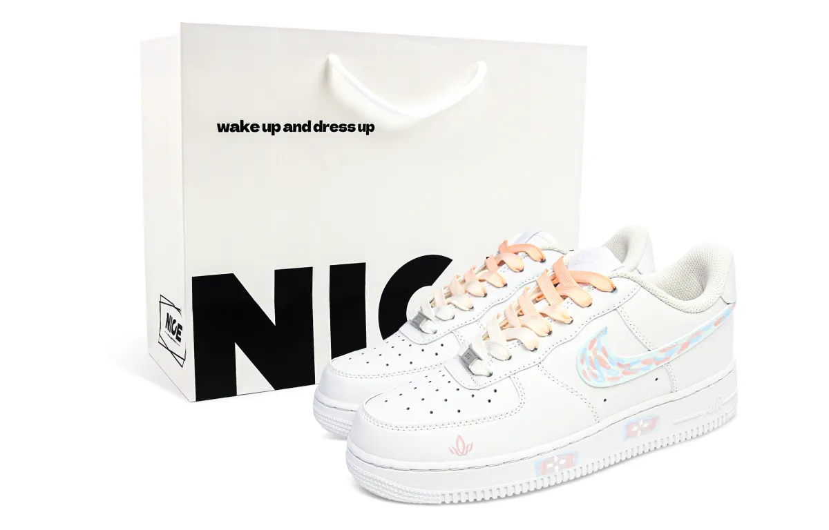 Nike Air Force 1 Abrasion Resistant Abrasion Resistant Low top Skateboard Shoes Unisex Pink Blue