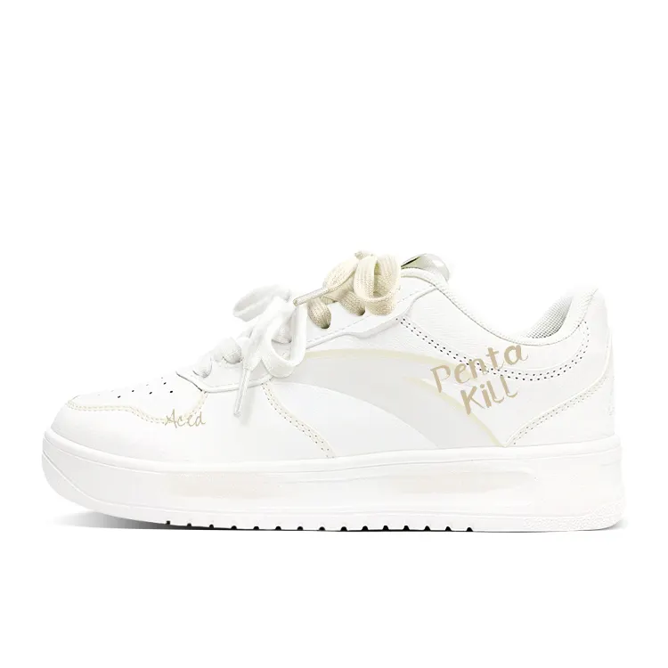 Anta Easy Slip Resistant Cushioning Abrasion Resistant Low top Skateboard Shoes Unisex White