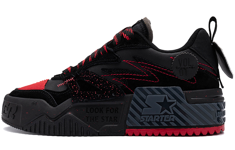 STARTER VOL Sound Wave Collection Height Increasing Low top Skateboard Shoes Men's Black Red
