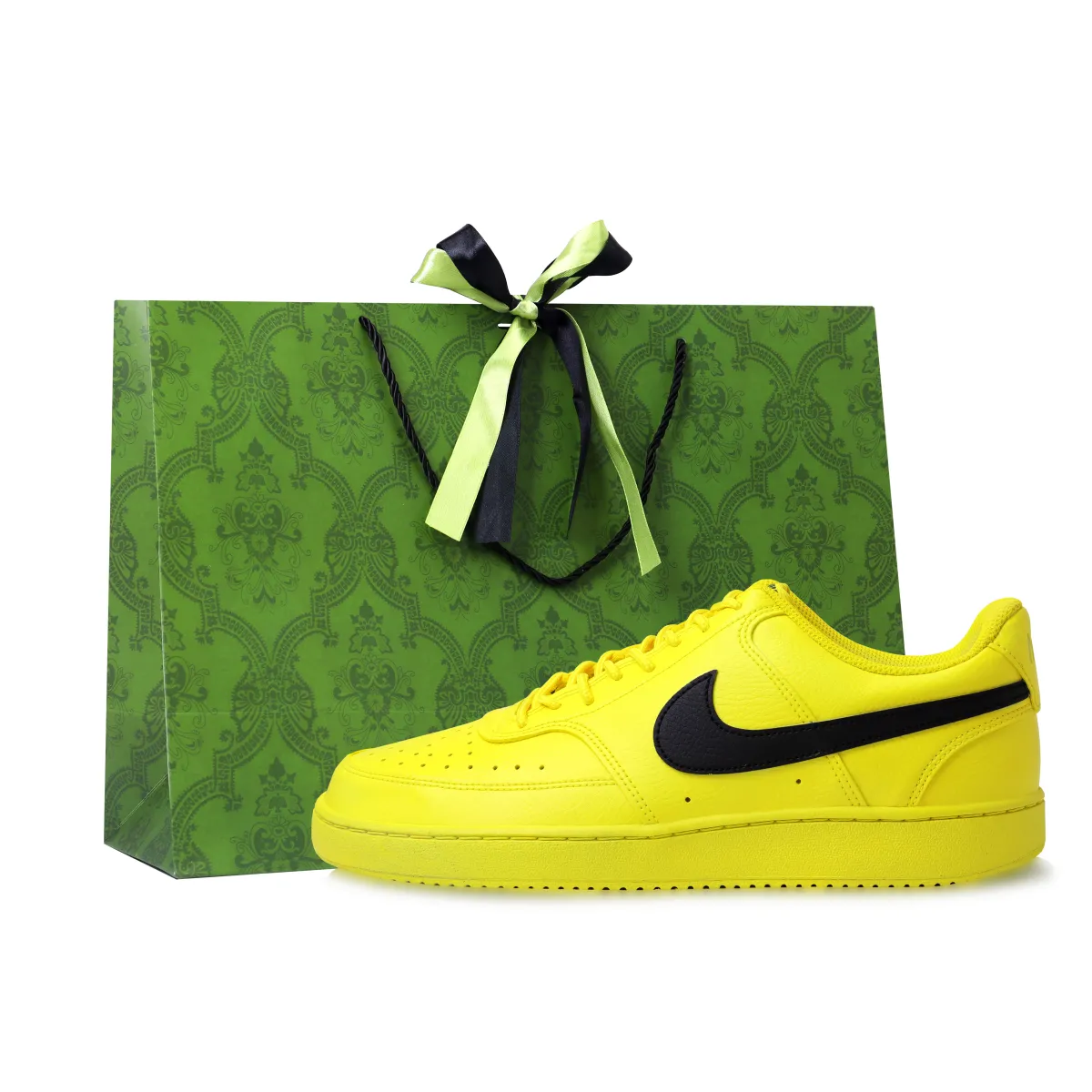 Nike Court Vision 1 Gold 10,000 Yuan Shopping Bag Leather Cushioning Abrasion Resistant Lightweight Breathable