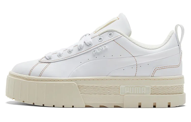 PUMA Mayze INFUSE Artificial Leather Abrasion Resistant Lightweight Low top Skateboard Shoes Women's White