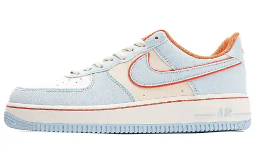 Nike Air Force 1 Low Comfortable Slip Resistant Abrasion Resistant Low top Skateboard Shoes Unisex Beige Orange Blue