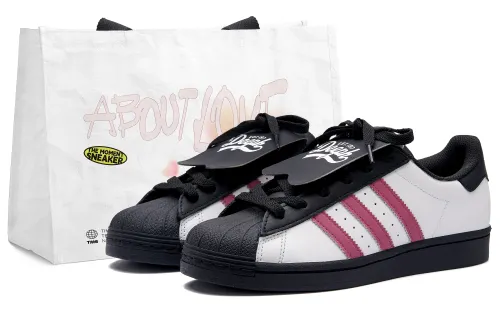 Adidas Originals SUPERSTAR Slip Resistant Abrasion Resistant Low top Skateboard Shoes Unisex Black Pink