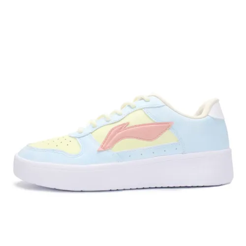 Li Ning Floating Boat Skateboard Shoes Women's Low Top Blue/Yellow/Pink