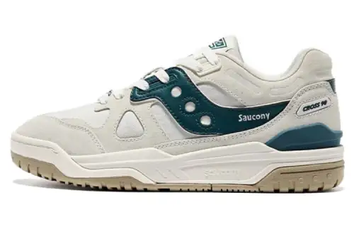 Saucony CROSS 90 Pu Abrasion Resistant Slip Resistant Low top Skateboard Shoes Unisex White Green
