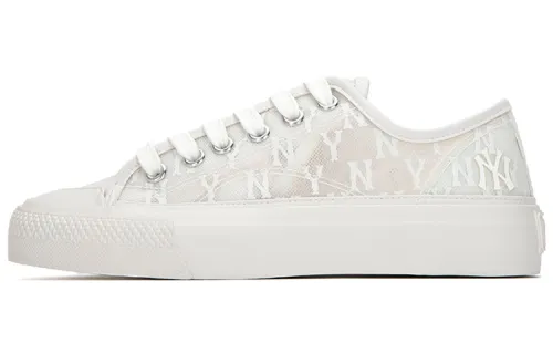 MLB Playball Mono Mesh Fabric Lightweight And Breathable Low top Skateboard Shoes Unisex Ivory White