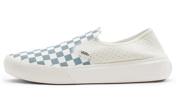 Vans Slip on Leather, Textile Abrasion Resistant Lightweight Low top Skateboard Shoes Unisex Blue White Checkerboard