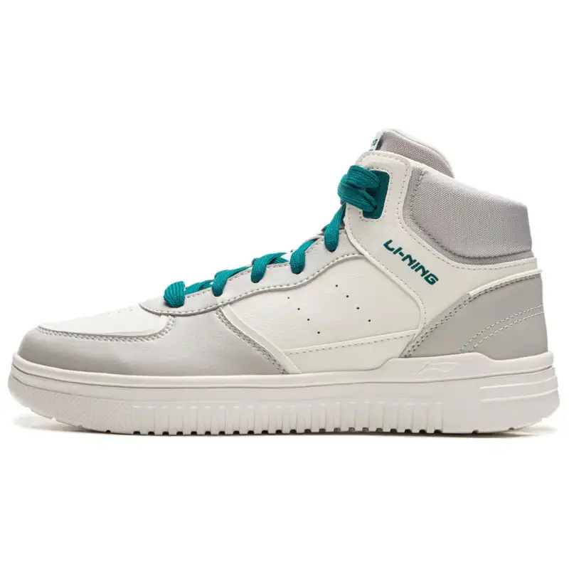 Li Ning Cyan Cloud Slip Resistant, Abrasion Resistant, Breathable High top Skateboard Shoes Men's White Gray