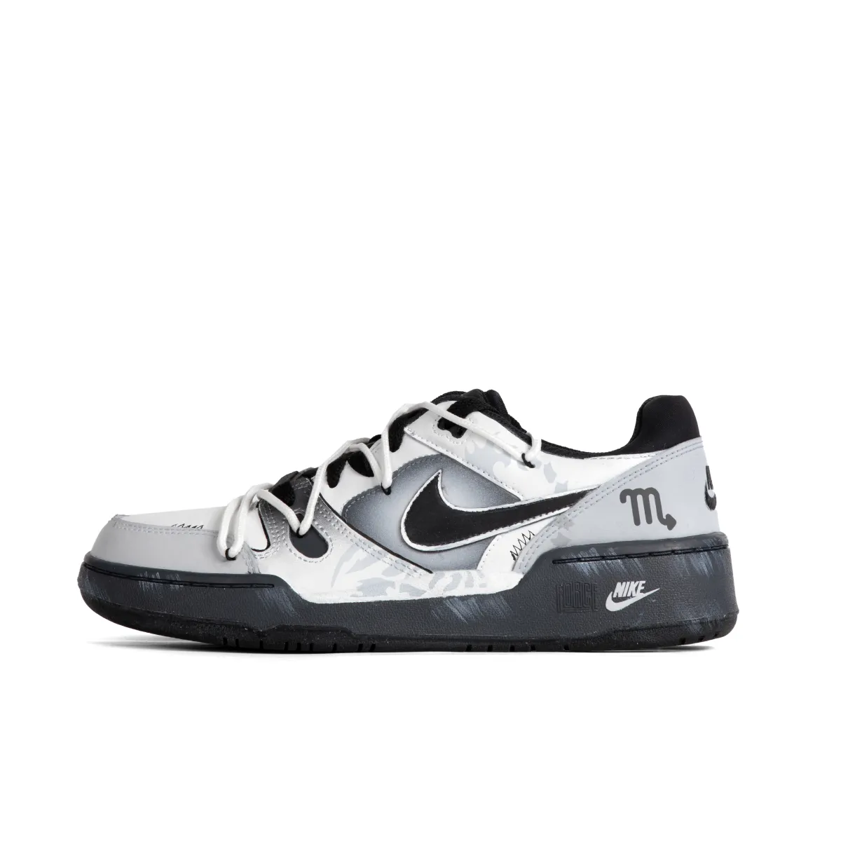 Nike Full Force Cushioning, Wear Resistant Low top Skateboard Shoes Men's Black White Gray